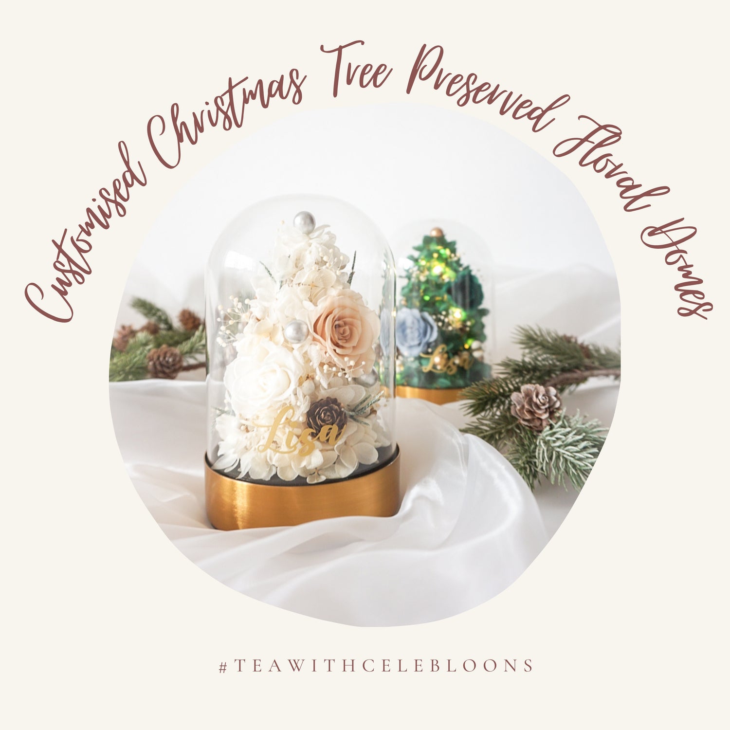 Customised Christmas Tree Preserved Floral Domes
