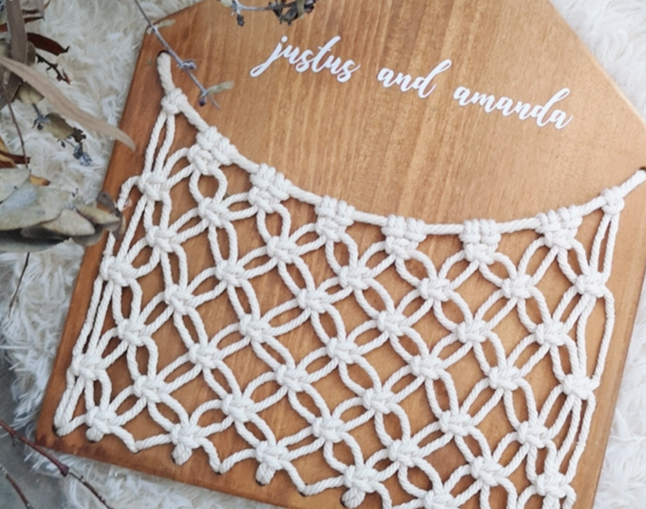 Customised Wooden Macrame Plaque and Holder