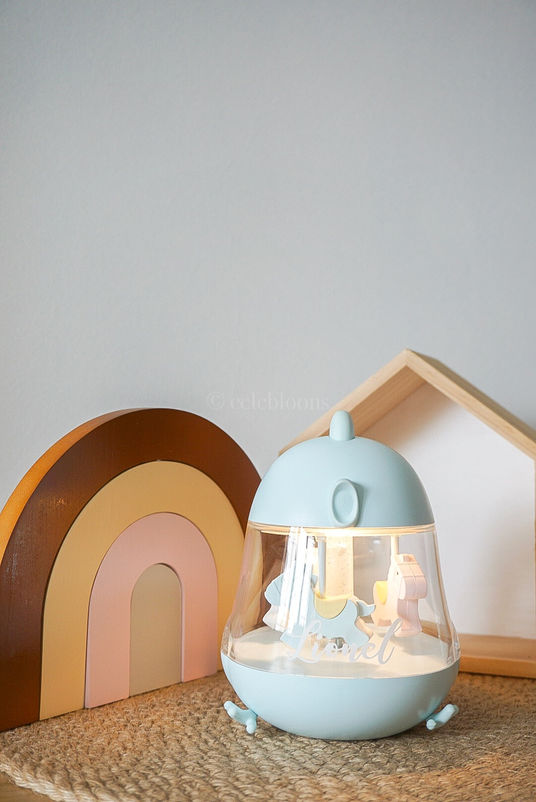Customised Musical Carousel Lil' Chick with Lamp (Pastel Blue)