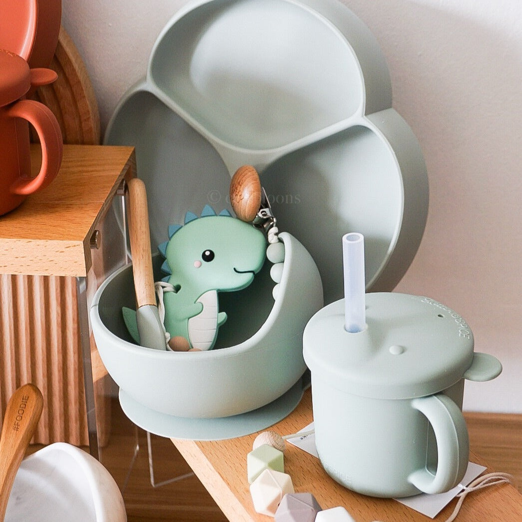 Glitter & Spice Silicone Grow With Me Bear Cup (Sage Green)
