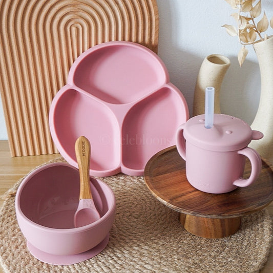 Glitter & Spice Silicone Tableware Set of Four (Dusty Rose)