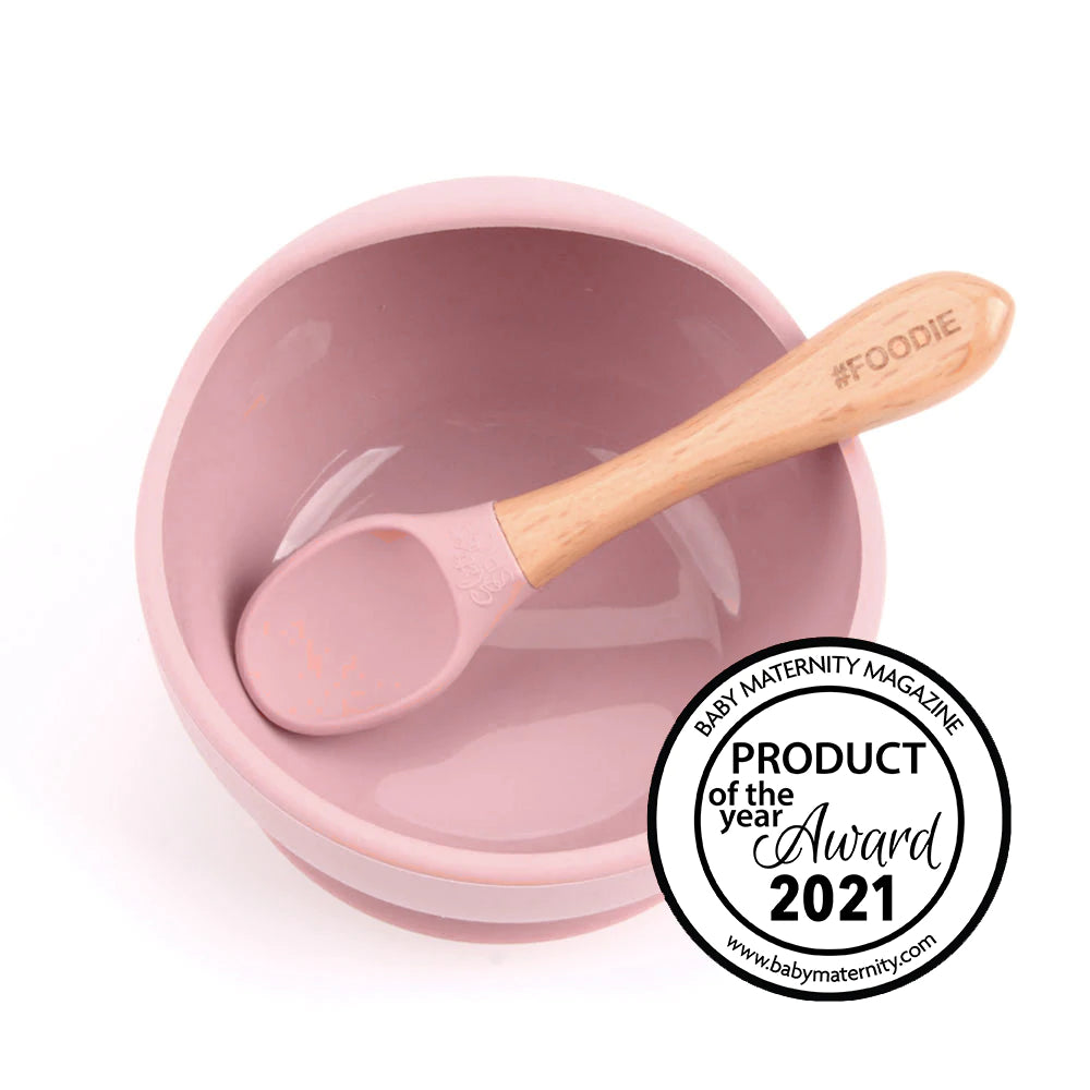 Glitter & Spice Silicone Suction Bowl and Spoon (Dusty Rose)