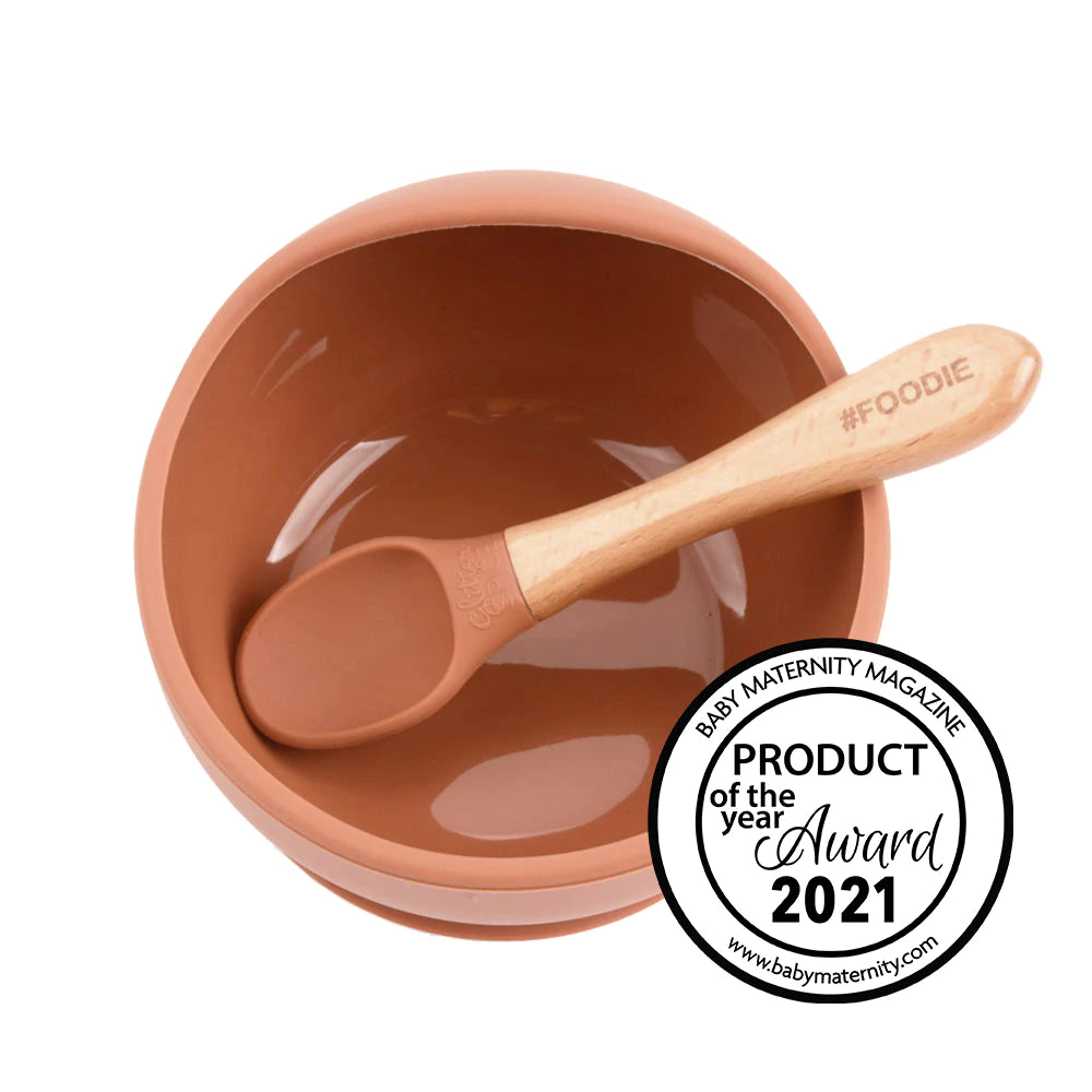 Glitter & Spice Silicone Suction Bowl and Spoon (Clay)