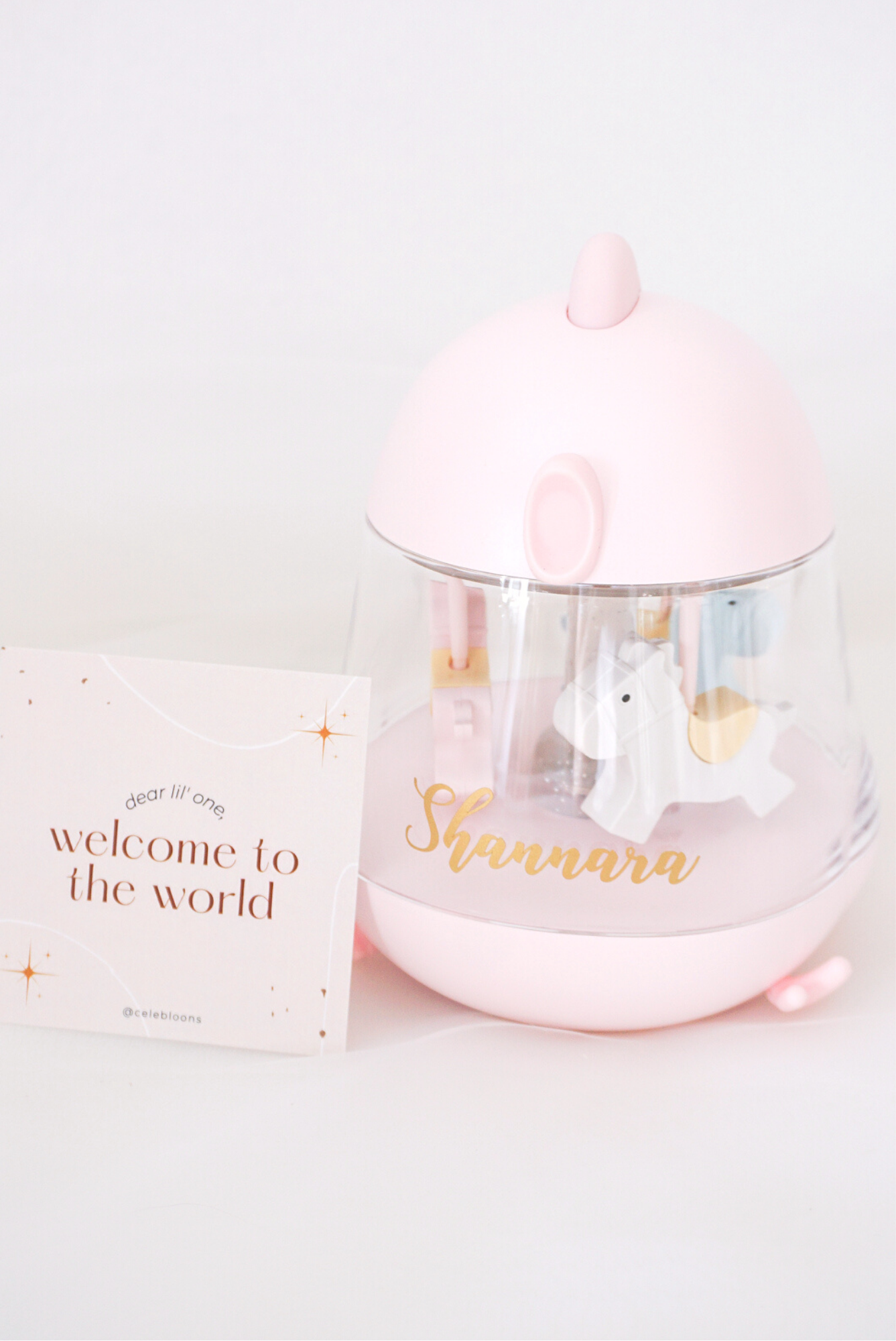 Customised Musical Carousel Lil' Chick with Lamp (Pastel Pink)
