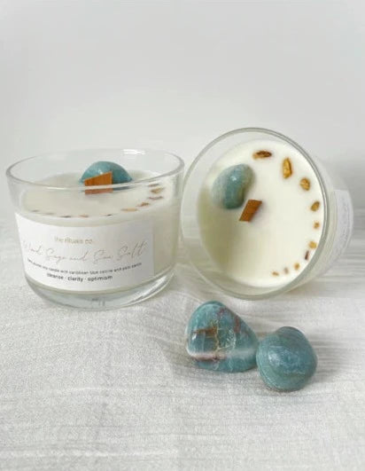 Wood Sage and Sea Salt Crystal Scented Candle (Handmade by the rituals co.)